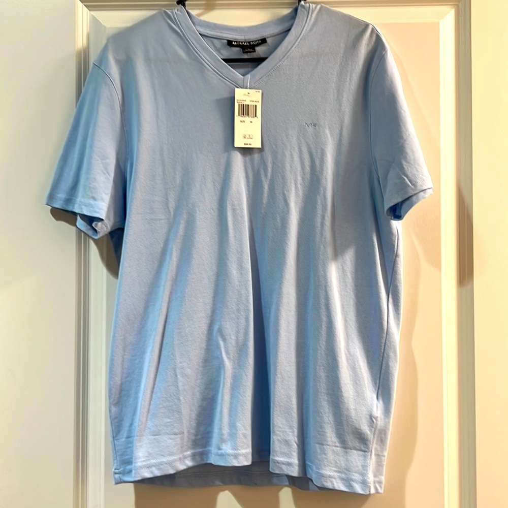 Michael Kora steel blue v neck Tshirt